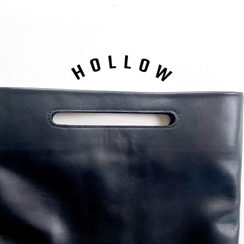 ▽KURO/くりぬき持ち手の2WAY牛革クラッチトート A4収納可 モノトーン