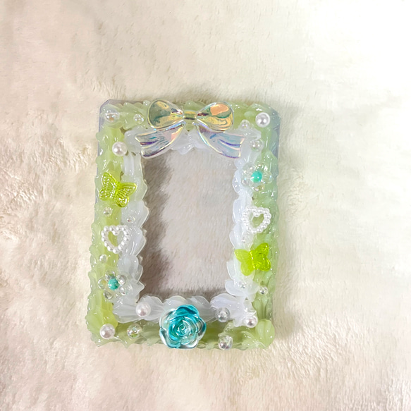 ホイップデコ 硬貨カードケース トレカケース ライトグリーン×ホワイト B8サイズ 2枚目の画像