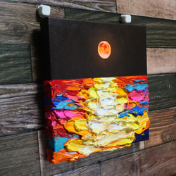 油絵 アートパネル【オレンジの満月】 6枚目の画像