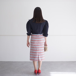 ファンシーツイードタイトスカート（レッド系）36, 38 7枚目の画像