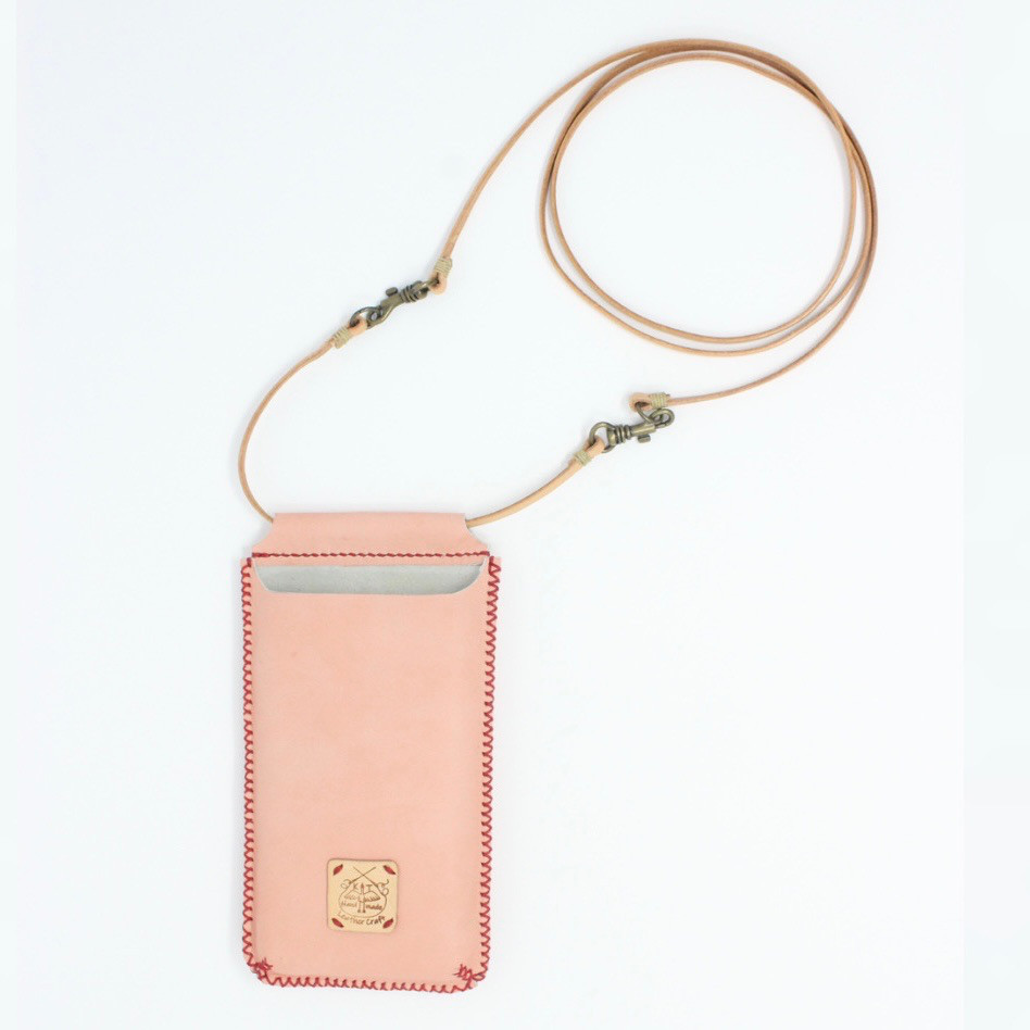『本革』2WAY スマホポシェット(ピンク)