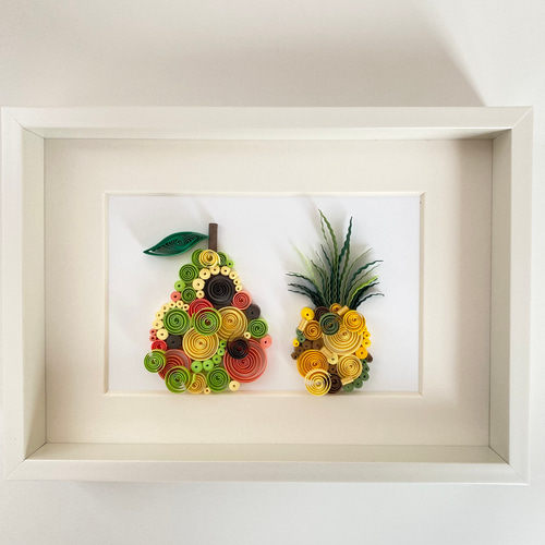 オリジナルハンドメイド　カラフルパイナップル ゼンタングル パイナップル 水彩画 プリント、ホーム