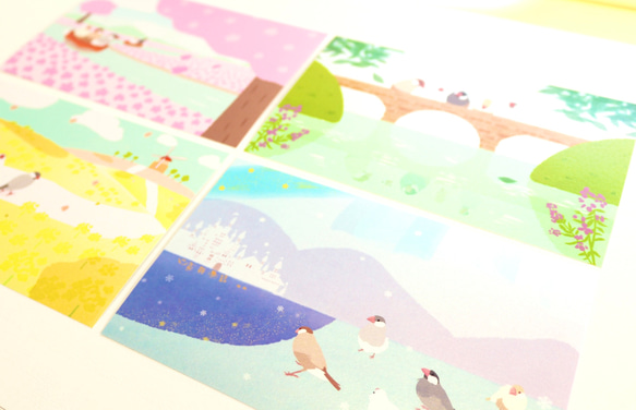 文鳥さんと景色のポストカード 6枚目の画像