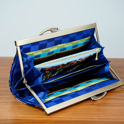桜柄の金襴織物で和風長財布＊(紺色) 3枚目の画像