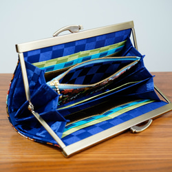 桜柄の金襴織物で和風長財布＊(紺色) 4枚目の画像