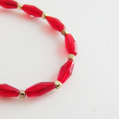 クリアレッド ガラス ビーズ ネックレス 赤 レッド #red クリアレッド ガラス ビーズ ネックレス 赤 レッド #red