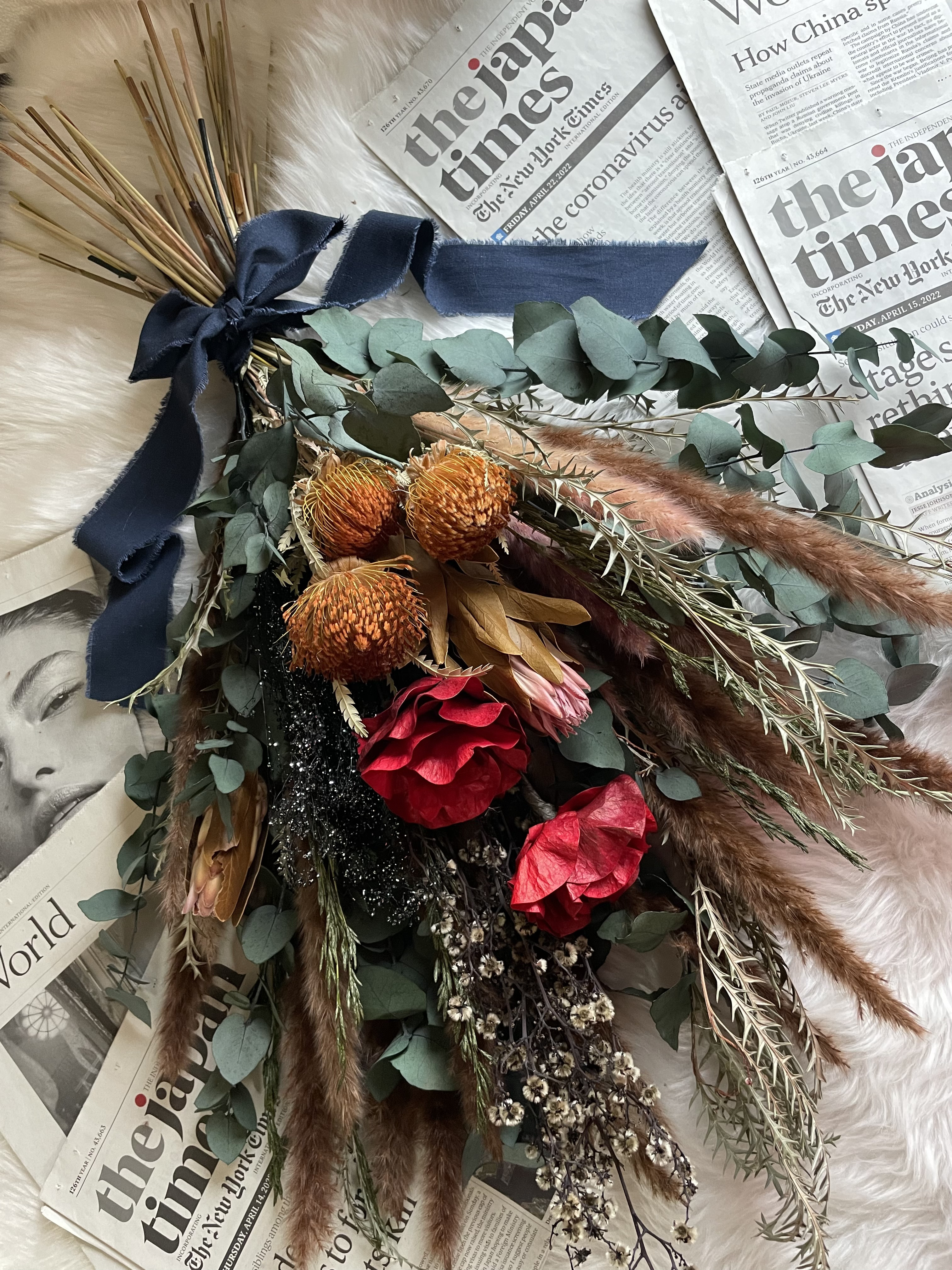 ドライフラワーブーケ　マシェリローズのスワッグ　ニューヨークスタイル 開店祝 モダンシッ ボルドー お祝い 母の日