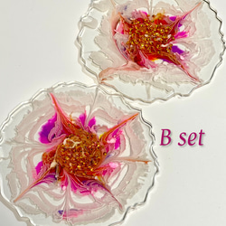 カラフル花柄レジンコースターアクセサリープレート皿2枚セット 6枚目の画像