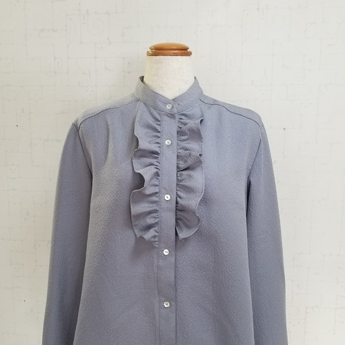 色無地着物リメイク フロントフリルブラウス ブラウス hiro 通販  