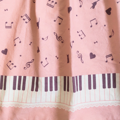 子供用エプロン☆三角巾セット☆ドレスみたいな☆ピアノ【ピンク