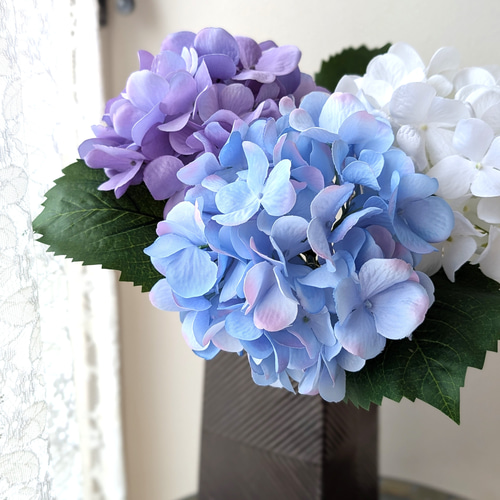 造花アレンジメント 紫陽花 オーキッド 紫陽花（アジサイ）を使用したアレンジメントフラワー Lサイズ｜花