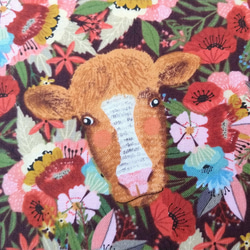 USAコットン《Floral cow》輸入ハギレ生地　生地幅×90cm 3枚目の画像