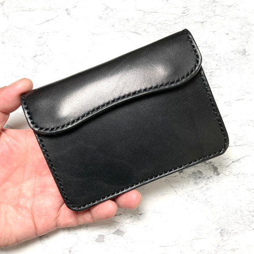 栃木レザー コンパクト財布 本革 ギャルソンウォレット 黒 革財布 メンズ 生産終了】日常使いに最適な小銭が見やすい革財布｜本革 ギャルソン