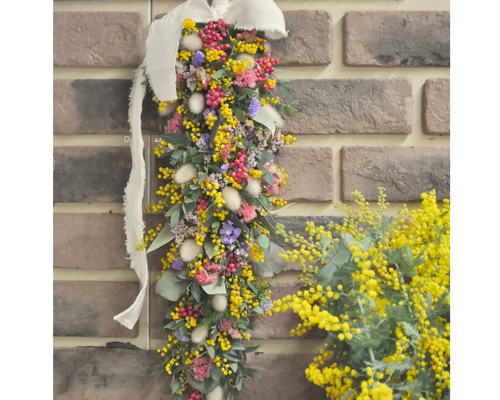 生花からドライへ☆ミモザのガーランド☆ ドライフラワー Coco+