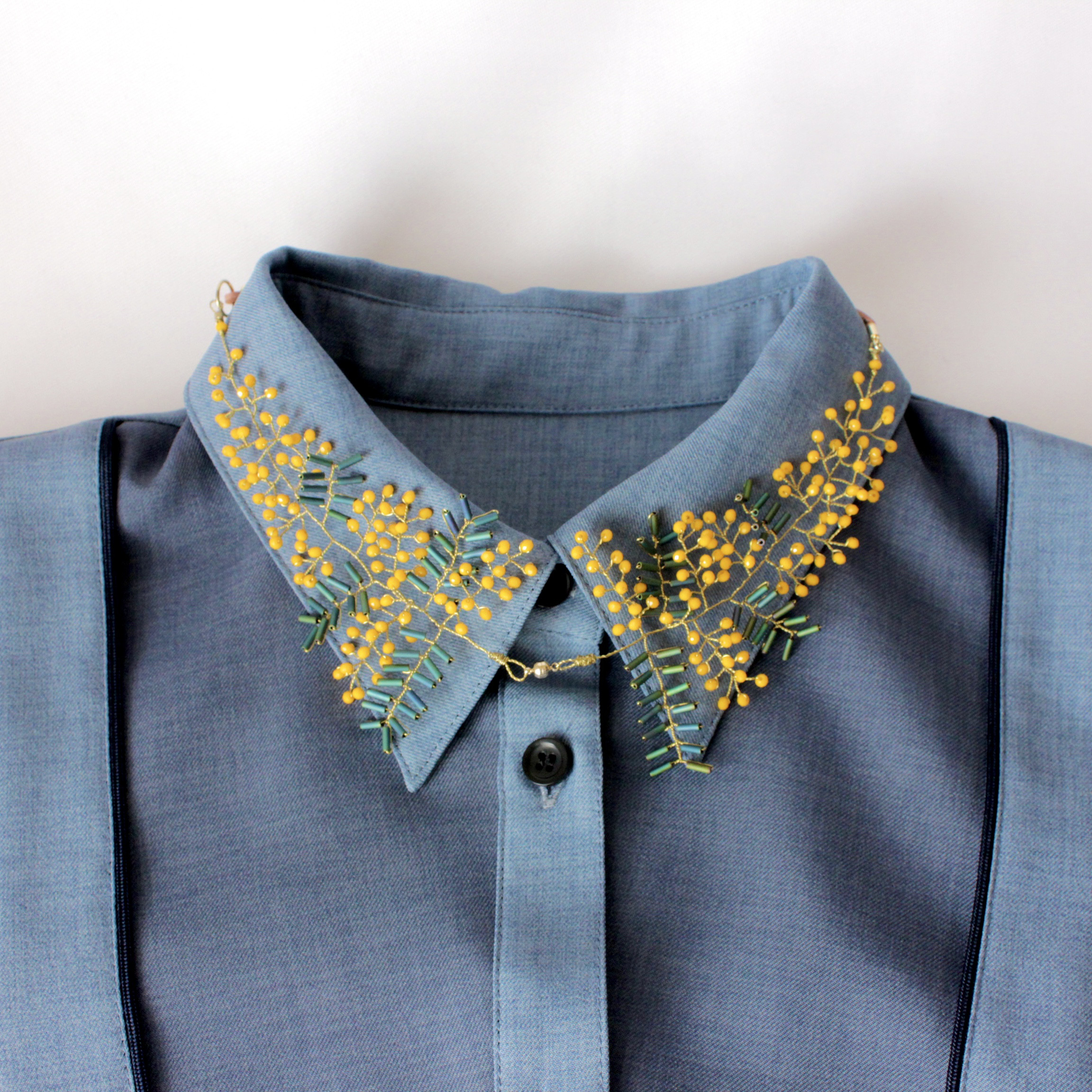 つけ襟ネックレス《ミモザ・角襟》【再販】