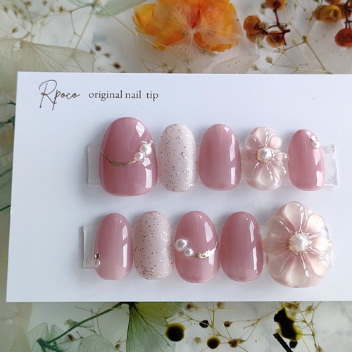 ピンクぷっくりフラワーネイル ネイルチップ（つけ爪） Rpoco 通販  