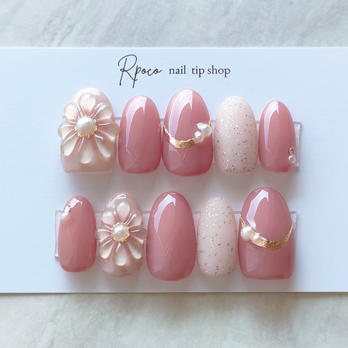 ピンクぷっくりフラワーネイル ネイルチップ（つけ爪） Rpoco 通販