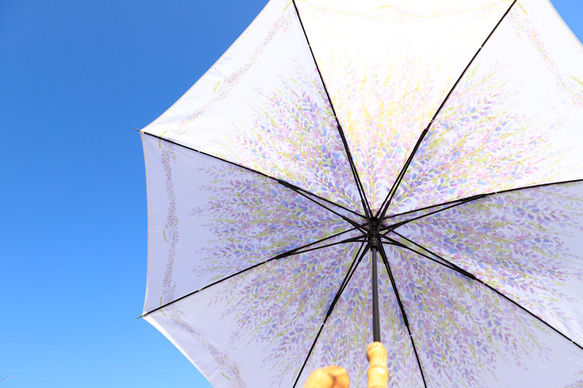【花咲く傘】藤の花【晴雨兼用】【Hanayukiオリジナルアート】撥水 3枚目の画像
