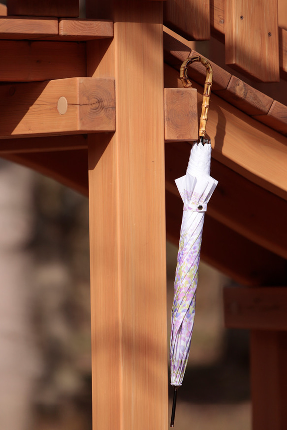 【花咲く傘】藤の花【晴雨兼用】【Hanayukiオリジナルアート】撥水 4枚目の画像