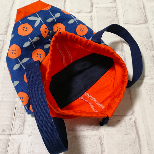 巾着式上履き入れ【北欧風 花柄】【小学生向け大き目サイズ】【～24  