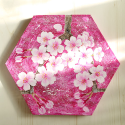 「桜」六角形キャンバスSML三枚セット(ピンク) 9枚目の画像
