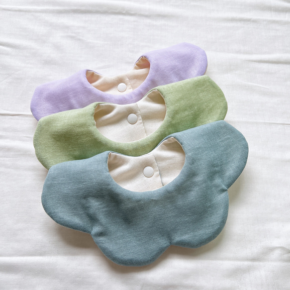 3枚セット 無地 360°花びらスタイ 男の子 【再販2】 スタイ