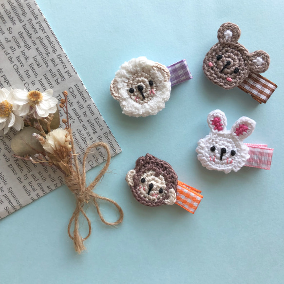 スイカくまさん♡うさぎさん♡ベビーヘアクリップ ヘアゴム ハンドメイド商品 スイカくまさん♡うさぎさん♡ベビーヘアクリップ ヘアゴム