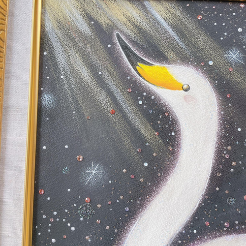 白鳥の絵癒し ホスピタルアート ヒーリング パステル画 可愛い【原画