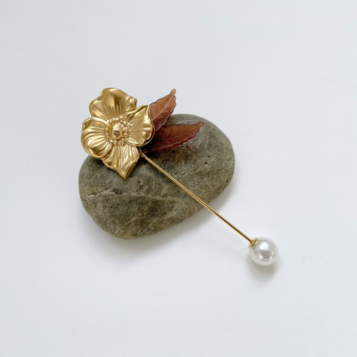 coquelicot】アンティークなポピーの花のブローチピン/ブローチ 