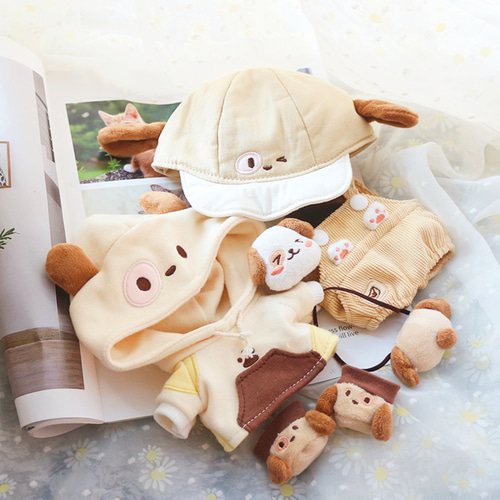 15/20cm着せ替えぬいぐるみ服 モカワンコセット 着せ替え人形