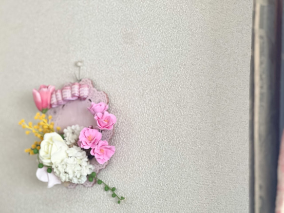 春真っ盛りお花もりもり壁飾り【ピンクプレート】 12枚目の画像