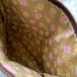 再販花束刺繍のポーチ(茶色) 3枚目の画像