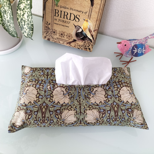 ボックスティッシュカバー【 ウィリアムモリス 】ピンパーネル 花