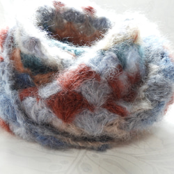 新作スヌード　モヘヤ　スペイン製毛糸の模様編み 2枚目の画像