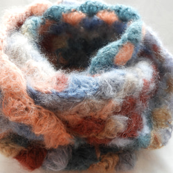 新作スヌード　モヘヤ　スペイン製毛糸の模様編み 1枚目の画像