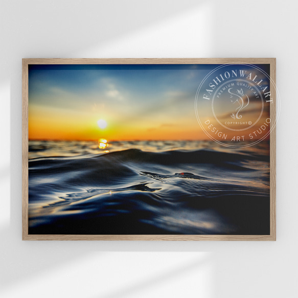 海の波 油彩画 木製フレーム付き37✖️30