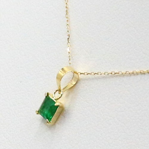 AG-K18-06 天然石 K18 ネックレス エメラルド ネックレス・ペンダント