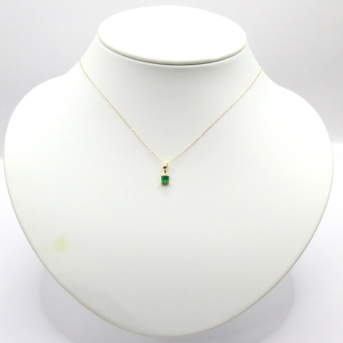 AG-K18-06 天然石 K18 ネックレス エメラルド ネックレス・ペンダント