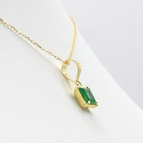 AG-K18-06 天然石 K18 ネックレス エメラルド ネックレス