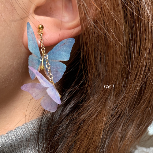 rie.t】ひらひら蝶 全12色 ピアス（スタッド・一粒） rie.t 通販 