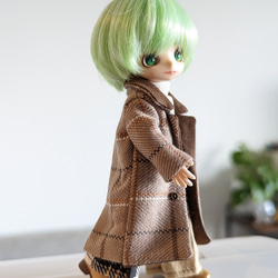 "high street"チェック柄チェスターコート  オビツ11/ねんどろいどどーるサイズ 4枚目の画像