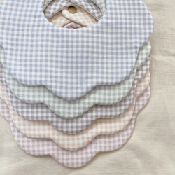 S/S gingham check gauze bib 1枚目の画像