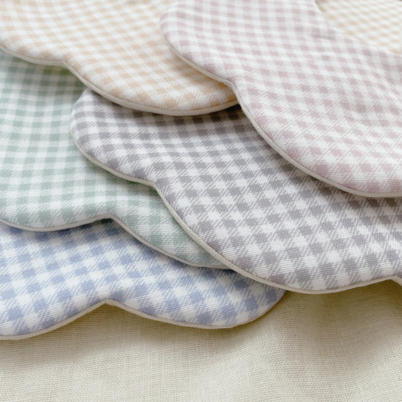 S/S gingham check gauze bib 4枚目の画像