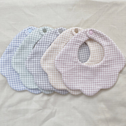 S/S gingham check gauze bib 3枚目の画像