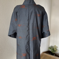 大島紬　着物リメイク　作務衣　7マルキ　現品限り　大人可愛い和の上衣　 8枚目の画像