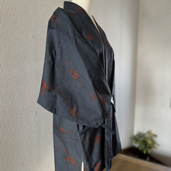 大島紬　着物リメイク　作務衣　7マルキ　現品限り　大人可愛い和の上衣　 2枚目の画像