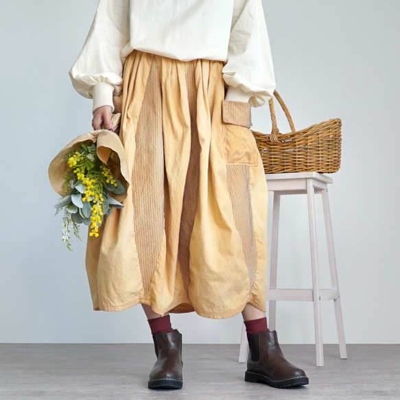 筒裙/橘色/三河棉質編織 第4張的照片