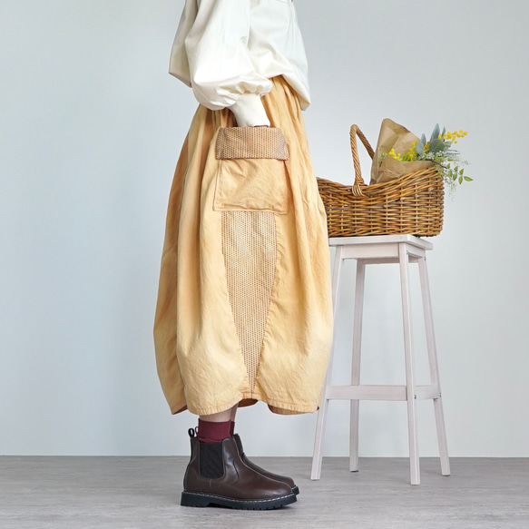 筒裙/橘色/三河棉質編織 第2張的照片