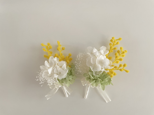 こども用のミニ*ミモザのコサージュ 1枚目の画像