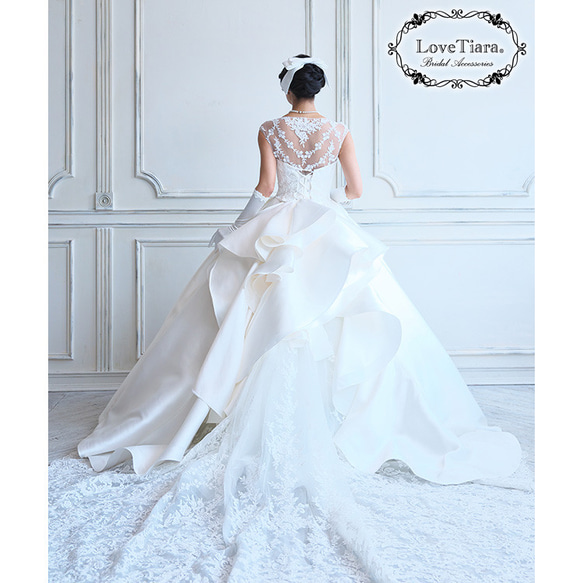 リボン ヘッドドレス【プレシャスリボン】(H-172)| ウエディング  結婚式 花嫁 ボンネ クラシカル サテン 白 8枚目の画像